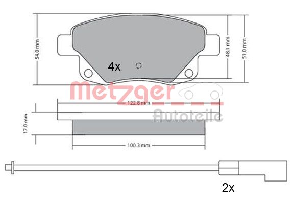 METZGER 1170138 Bremsbelagsatz, Scheibenbremse