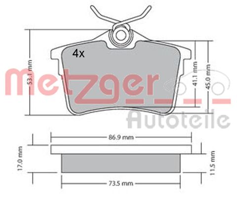METZGER 1170139 GREENPARTS Bremsbelagsatz, Scheibenbremse