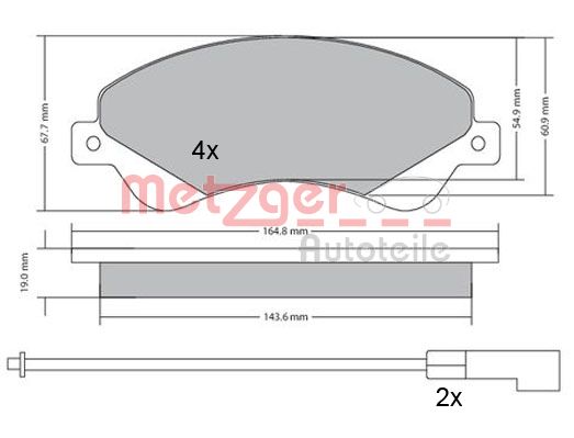 METZGER 1170146 Bremsbelagsatz, Scheibenbremse