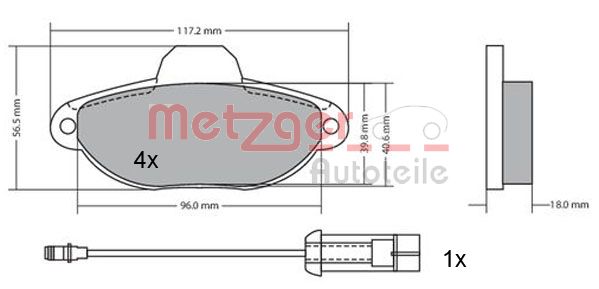 METZGER 1170147 Bremsbelagsatz, Scheibenbremse