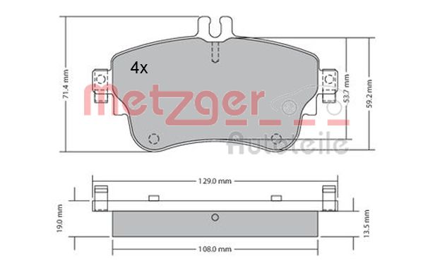 METZGER 1170149 Bremsbelagsatz, Scheibenbremse