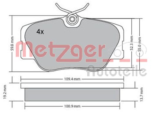 METZGER 1170151 Bremsbelagsatz, Scheibenbremse