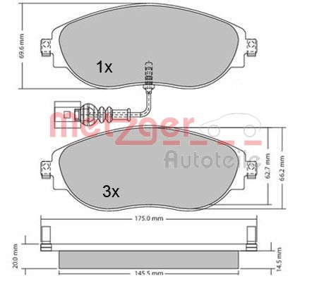 METZGER 1170173 GREENPARTS Bremsbelagsatz, Scheibenbremse