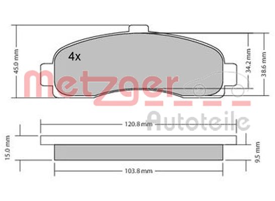 METZGER 1170178 Bremsbelagsatz, Scheibenbremse