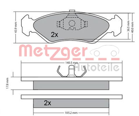 METZGER 1170181 Bremsbelagsatz, Scheibenbremse