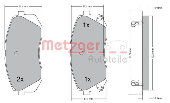METZGER 1170186 GREENPARTS Bremsbelagsatz, Scheibenbremse