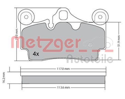 METZGER 1170191 Bremsbelagsatz, Scheibenbremse