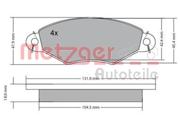 METZGER 1170199 Bremsbelagsatz, Scheibenbremse