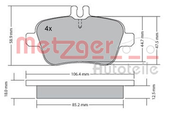 METZGER 1170204 GREENPARTS Bremsbelagsatz, Scheibenbremse