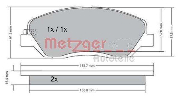 METZGER 1170205 Bremsbelagsatz, Scheibenbremse