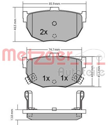METZGER 1170212 Bremsbelagsatz, Scheibenbremse