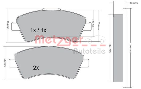 METZGER 1170220 Bremsbelagsatz, Scheibenbremse