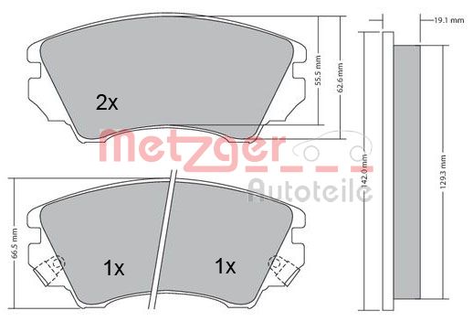 METZGER 1170221 Bremsbelagsatz, Scheibenbremse
