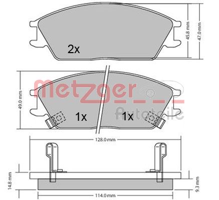 METZGER 1170224 Bremsbelagsatz, Scheibenbremse