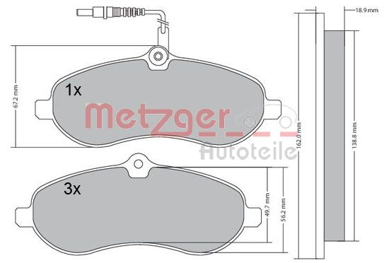 METZGER 1170228 Bremsbelagsatz, Scheibenbremse
