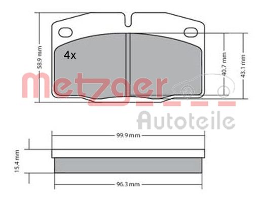 METZGER 1170234 Bremsbelagsatz, Scheibenbremse