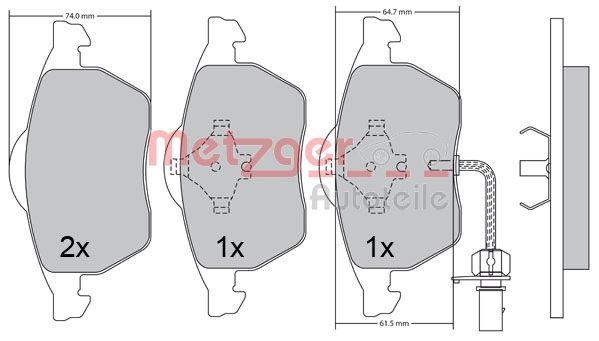 METZGER 1170236 Bremsbelagsatz, Scheibenbremse
