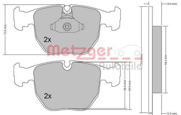 METZGER 1170238 Bremsbelagsatz, Scheibenbremse
