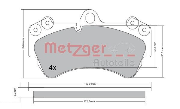 METZGER 1170242 Bremsbelagsatz, Scheibenbremse