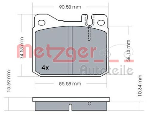 METZGER 1170244 Bremsbelagsatz, Scheibenbremse