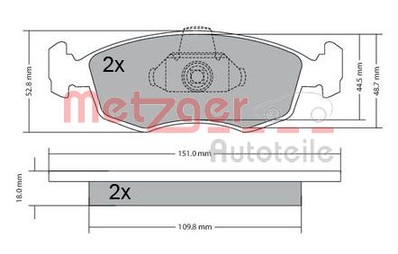 METZGER 1170249 Bremsbelagsatz, Scheibenbremse