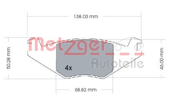 METZGER 1170257 Bremsbelagsatz, Scheibenbremse