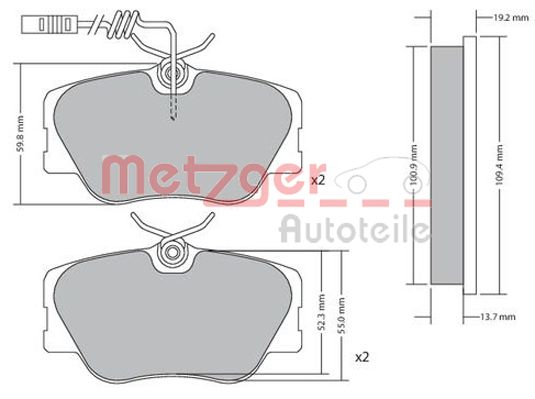 METZGER 1170258 Bremsbelagsatz, Scheibenbremse