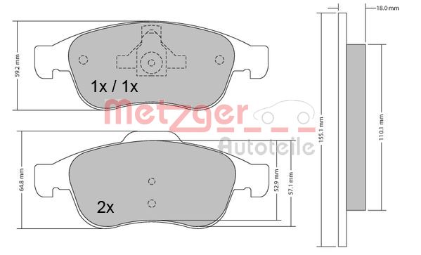 METZGER 1170265 GREENPARTS Bremsbelagsatz, Scheibenbremse