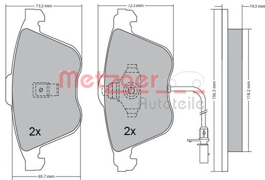 METZGER 1170268 Bremsbelagsatz, Scheibenbremse