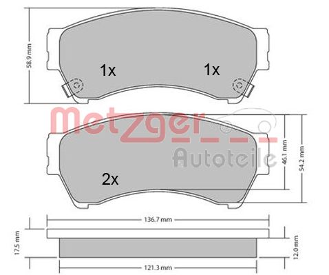 METZGER 1170270 Bremsbelagsatz, Scheibenbremse