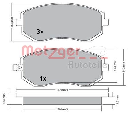 METZGER 1170275 Bremsbelagsatz, Scheibenbremse