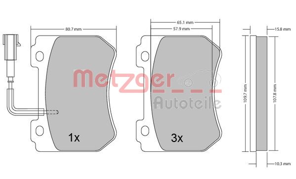 METZGER 1170276 Bremsbelagsatz, Scheibenbremse