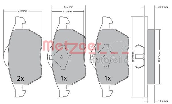 METZGER 1170278 Bremsbelagsatz, Scheibenbremse
