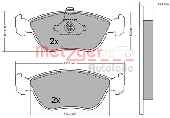 METZGER 1170282 Bremsbelagsatz, Scheibenbremse