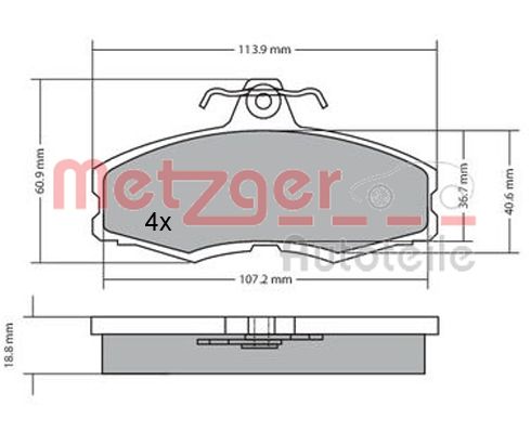 METZGER 1170286 Bremsbelagsatz, Scheibenbremse