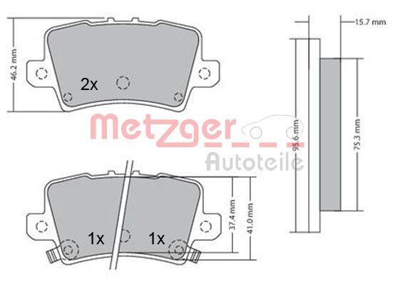 METZGER 1170288 Bremsbelagsatz, Scheibenbremse