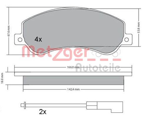 METZGER 1170290 Bremsbelagsatz, Scheibenbremse