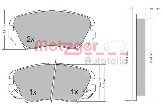 METZGER 1170291 Bremsbelagsatz, Scheibenbremse