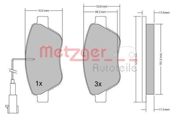 METZGER 1170296 Bremsbelagsatz, Scheibenbremse