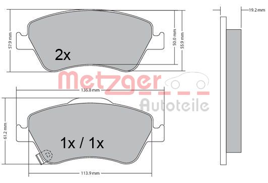 METZGER 1170299 GREENPARTS Bremsbelagsatz, Scheibenbremse