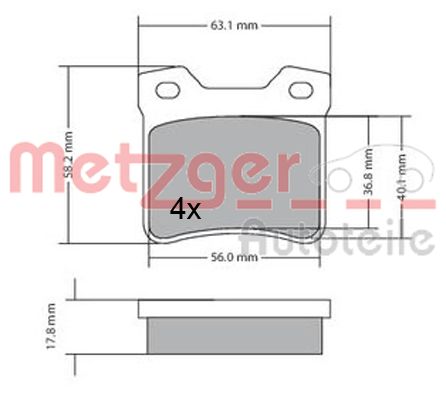 METZGER 1170310 Bremsbelagsatz, Scheibenbremse