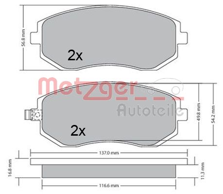 METZGER 1170312 Bremsbelagsatz, Scheibenbremse