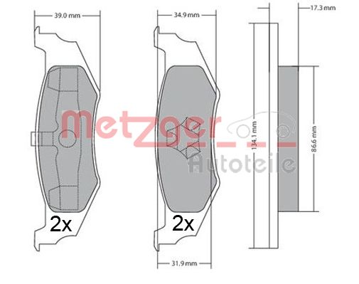 METZGER 1170320 Bremsbelagsatz, Scheibenbremse