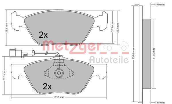 METZGER 1170321 Bremsbelagsatz, Scheibenbremse