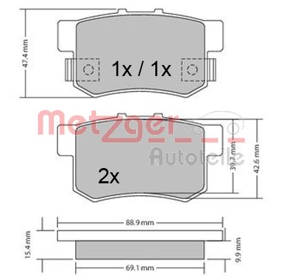 METZGER 1170328 Bremsbelagsatz, Scheibenbremse