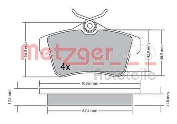 METZGER 1170335 GREENPARTS Bremsbelagsatz, Scheibenbremse