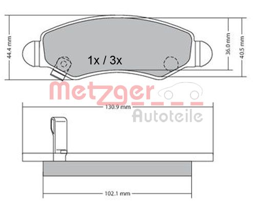 METZGER 1170340 Bremsbelagsatz, Scheibenbremse
