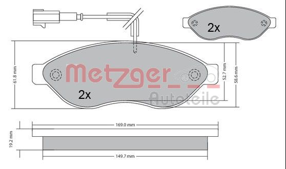METZGER 1170348 Bremsbelagsatz, Scheibenbremse