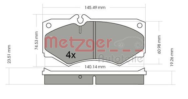 METZGER 1170351 Bremsbelagsatz, Scheibenbremse