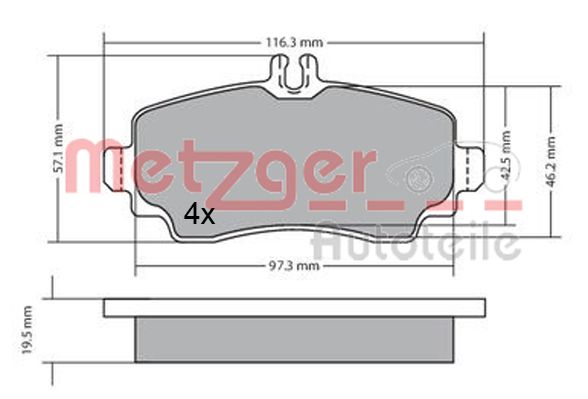 METZGER 1170353 Bremsbelagsatz, Scheibenbremse